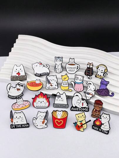 Cute Cartoon Cat Alloy Brooch/Pin, Funny Feline Badge, Versatile Jacket/Backpack Decor, Lovely Gift Idea For Friends And Classmates, Suitable For Festivals And Gatherings