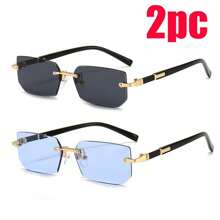 1 pièce Lunettes rectangulaires décoratives sans monture mode homme, accessoire essentiel de style rétro en matériau métallique de luxe, polyvalent et classique