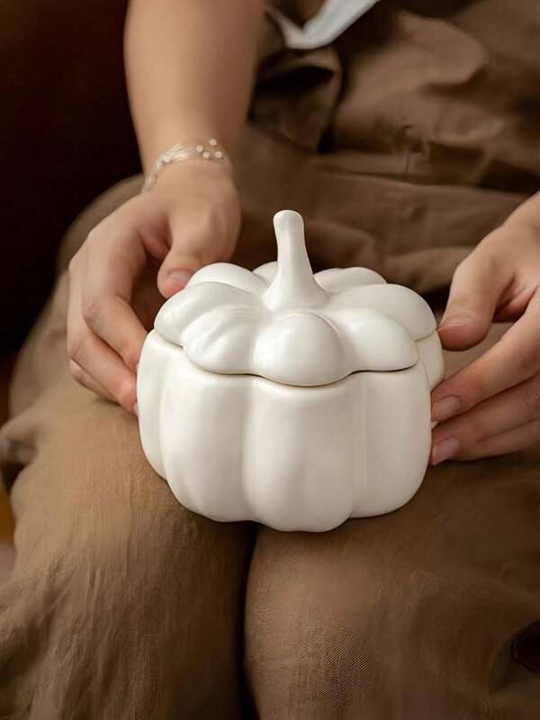 1pc 4.5-Inch Pumpkin Shape Bowl With Lid, Suitable For Steamed Egg, Soup, Custard, Pudding, Yogurt, Also As Halloween, Christmas Gift Gift For Family And Friends,Kitchen,Christmas Gift