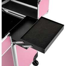 SENDERPICK Kosmetikkoffer-Trolley, Trolley-Kosmetikkoffer, Kosmetik-Trolley, Kosmetikkoffer, Kosmetikkoffer mit Rollen, Multifunktionskoffer mit Schloss. (Pink) - Pink - Übersicht 5