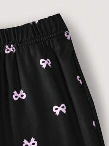 Süße, modische und elegante Mädchen-Schleifenprint Schlaghose, geeignet für Frühling, Sommer, Herbst und Winter, auch als sinnvolles Geschenk für Kinder geeignet