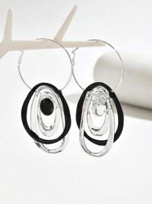 1 Pair Creative Metal Splicing Punk Exaggerated Hoop Earrings, For Everyday Wear