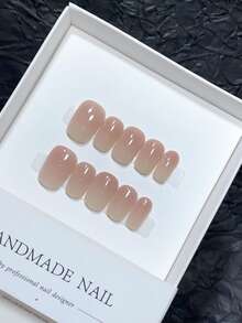 10 piezas de tapas de uñas hechas a mano puras, esmalte de uñas de tipo de uña corta, esmalte de uñas de diseño simple, uñas postizas de cobertura completa para esmalte de uñas francés, esmalte de uñas Yk, esmalte de uñas en relieve para aplicar sobre uñas, suministros para uñas