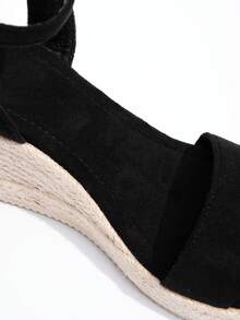 Women's Retro Woven Platform Wedge Sandals, Waterproof,Peep Toe,Open Back,High Heel Slides,Bohemian Style,Suitable For Spring/Summer Vacation Outfit - Black - View 8