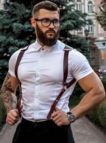 Fashion Men's Backpack, PU Leather Texture, Gothic Style Body Shaping, Easy To Match With Jeans, Daily Essentials
