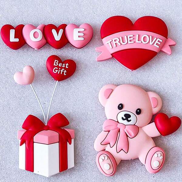 3pcs/6pcs Heart/Bear Silicone Mold For Fondant, DIY Wedding Cupcake Cake Silicone Mold, Chocolate Gummy Mold, Candy Resin Mold, Cake Decorating And Baking Supplies