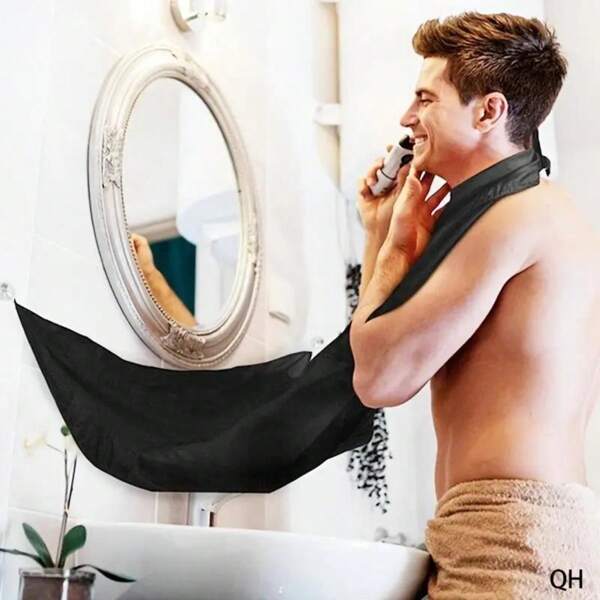 1pc Beard Hair Catcher Men's Beard Shaving Apron With Two Suction Cups - Grooming Accessories