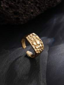 1 pieza Anillo abierto de moda vintage con forma rectangular y diseño geométrico de persecución para hombres