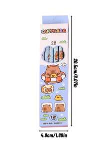 3pcs/12pcs/36pcs Capybara 2B Pencils, Lead-Free Pencils (12pcs/Box), Special Study Stationery, Creative Student Drawing Stationery, Office/School Supplies, Desk Decorations, Birthday, Christmas, Halloween Gifts