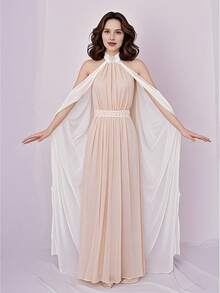 1pc Chiffon Halter Embroidery Collar Crystal Button Lightweight Shawl Capelet - Suitable For Weddings, Anime Conventions, Cosplay, Multi-Color Options To Pair With Dresses, Essential For Party Stage Performances Halloween - Cape - View 7