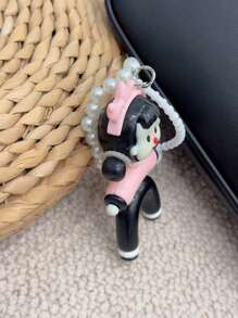 HXXOOS Acessório de Bolsa Corrente de Pérolas Falsas Y2K - Chaveiro Fofo com Laço Rosa, Pingente Estético Kawaii para Mulheres, Adolescentes, Decoração de Mochila e Bolsa, Ótima Ideia de Presente Cordão