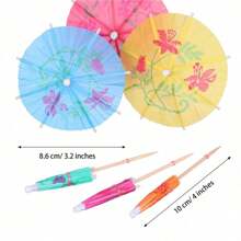 100/70/50/24pcs Cocktail Decoration Sticks, Art Umbrella Shaped Decoration Picks For Fruit, Cake, Milk Tea, Coffee Beverages, Suitable For Birthday, Wedding, Outdoor Party, Bar & Restaurant