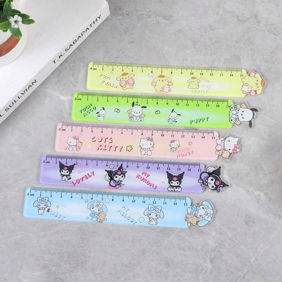 1pc, Genuine Sanlio, Acrylic Ruler, Cute And Creative Sanlio Ruler, Learning Drawing Ruler, Cartoon Ruler, Stationery,School Supplies,Back To School,Rulers - Multicolor - View 1