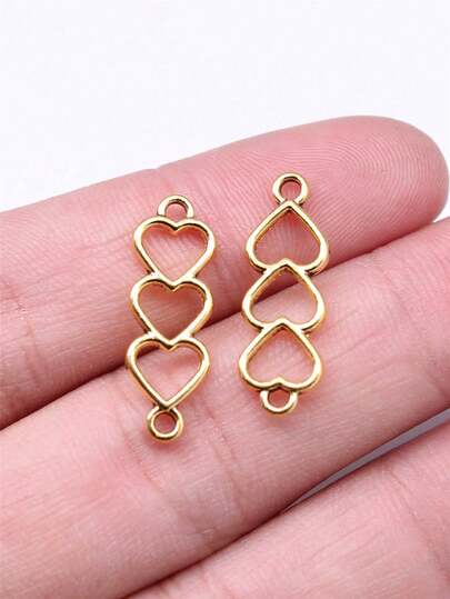 25pcs/Bag 24x8mm Antique Gold Color Hollow Heart Connector Charms Pendant For DIY Jewelry Making DIY Earring, Necklace, Bracelet, Keychain Making