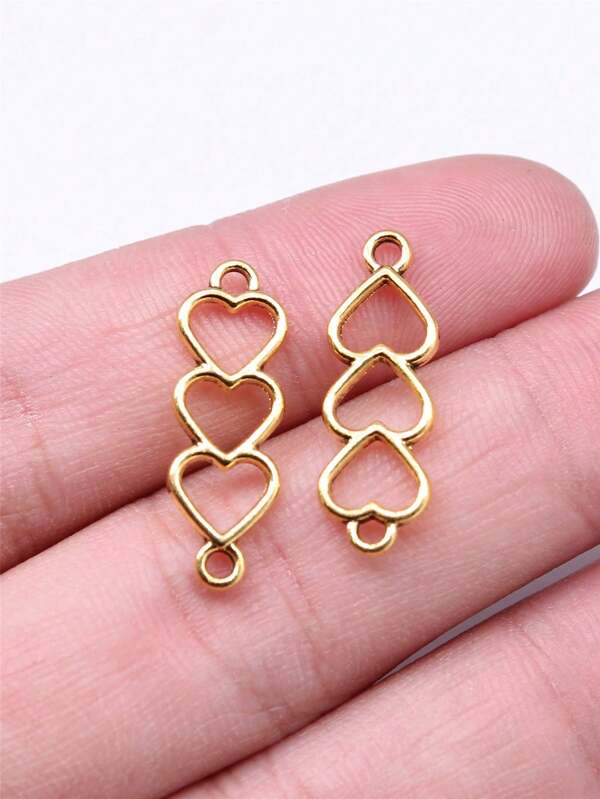 25 Stücke/Tüte 24x8mm Antik-Gold-farbener Cut Out Herz Verbinder Anhänger für DIY Schmuckherstellung, DIY Ohrringe, Halskette, Armband, Schlüsselanhänger Herstellung