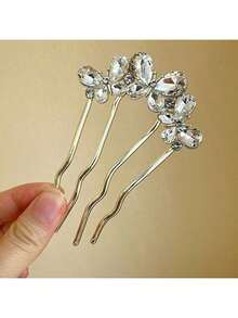 1件优雅时尚韩版闪亮锌合金蝴蝶四爪发夹水晶发卡饰品，适合日常和派对使用，可作发梳、侧梳、学校用品、大学用品、婚礼用品、发饰、头部饰品。 - 彩色 - 查看 11