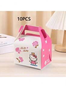 Sanrio 3pcs/5pcs/10pcs /20pcs SANRIO Hello Kitty Pink Paper Gift Boxes With "Hello Kitty" & Floral Design - Ideal For Candy, Cakes, & Party Favors At Birthdays, Festivals, & Celebrations, Hello Kitty Gifts