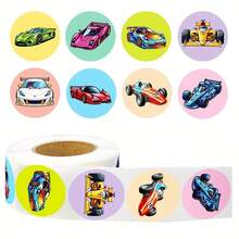 500pcs/Roll Cartoon Race Car Stickers - Personalized Fashion Stickers, Suitable For Scrapbooking, Cups, Laptops And Cars - High-Definition Printed Surface Coating, Easy To Apply - Personalized And DIY Craft