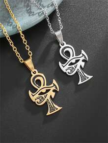 1 件全新时尚荷鲁斯之眼 Ra Ankh 十字架吊坠不锈钢项链女士时尚护身符珠宝