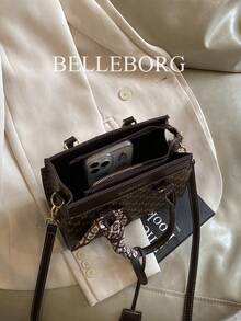 BELLEBORG Geometric Print Women Fashion Daily Commute Handbag & Shoulder Bag - Coffee - View 12