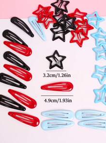 10pcs/Set Women Girls Red/Black/Blue Colored Metal Star Hairpins For Daily Use, Cute Star Hair Accessories Set Street Hair Clips Claw Clips Hair Slide Hair Barrettes