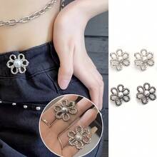 1/2/3/4 对花朵牛仔纽扣紧带，可调节环扣，无需缝纫或工具，可拆卸牛仔裤纽扣装饰，适合宽松牛仔裤、裤子、裙子和袖子