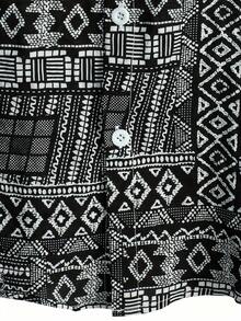 Retro Print Button-Down Short Sleeve Casual Shirt For Men - Black - View 5