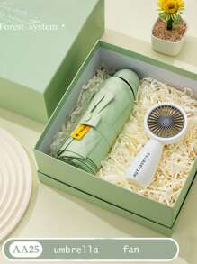 Personalized Business Gift Set For Summer, Includes Thermal Mug And Towel, Ideal For Housewarming, Employee/Client Gift, Birthday, Wedding Favor; Custom Sun Protection Umbrella Gift Box Set