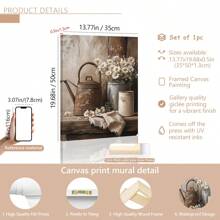 1 pièce Œuvre florale de style ferme rustique sans cadre - Marguerites blanches avec un bidon en fonte vintage, décoration murale en bois pour salon, chambre, bureau, etc. - Cadre en pin, cadeau parfait pour les vacances, affiches, décorations murales, décorations de pièce, moderne, botanique