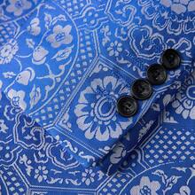 Traje de hombre de corte entallado de 3 piezas, esmoquin de un botón para boda, graduación, cena (chaqueta, chaleco y pantalones) - Azul - Ver 7