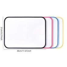 1 Pza Pizarra blanca de doble cara no magnética, pizarra blanca borrable y escribible, con bolígrafo, borrador, borde de 7 colores, tamaño A4 para dejar mensajes importantes en la oficina