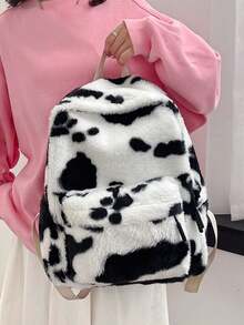 女款毛絨背包,可愛的牛形狀雙肩包,可愛的背包