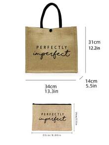 黄色亚麻两件套组合手提包带纽扣厚亚麻包，便携式化妆包，储物包，方形包，适合婚礼、生日、海滩、度假、节日，是送给女性、母亲、教师、朋友、学生、返校和老师的绝佳礼物，便携式休闲收纳手提包，设计新颖，容量大，购物的理想选择