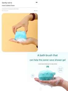 1pc Pet Essential Silicone Pet Bathing Brush, Dog & Cat Grooming Massage Brush, Multi-Functional Pet Bathing Cleaning Tool - Multicolor - View 4