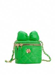 Miniature Bowknot Girl Fashionable Chain Strap Versatile Crossbody Bag - Green - View 2