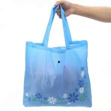 Bolsa de mano con asa de clip, cartera de tela Oxford con cierre de broche oculto, bolsa de compras plegable, pequeña bolsa reutilizable con cierre de broche con diseño de flor