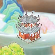 4 Sheets/Bag Miniature Landscape Stickers, Made Of Waterproof PET Material, Suzhou City Theme Series, Suitable For Scrapbooking, Diary Decoration, Gift For Festivals And Birthdays