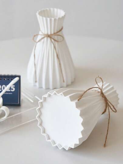 Moderne Plastic Vases European Flower Vase Tafel Centerpieces Flowers Pampas Grass Wedding Home ations Rattan Like Ceramic Look Unbreakable Simplicity Basket Arrangement Room Glass view 6