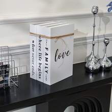 三件套装饰书，含绳子，白色可折叠叠放书，乡村风格展示书，适用于客厅、茶几、壁炉、卧室、办公室、浴室、书桌、电视柜、大堂、书架等场所的装饰，也是各种节日礼物的理想之选。 - 彩色 - 查看 8