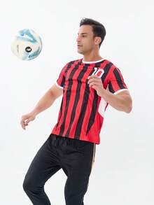 SURUIDA 1pc 2024-2025 AC Milan Football Jersey, Professional Sports Soccer Uniform, Comfortable & Breathable For Match, Leisure & Team Sports Short Sleeve T-Shirt