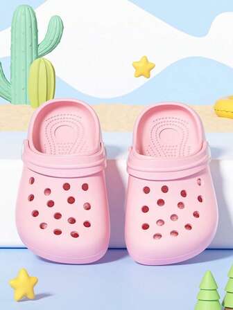 可爱卡通儿童轻便透气一脚蹬凉鞋，适合室内、浴室、淋浴，男女通用男孩/女孩拖鞋可在户外穿着，防滑