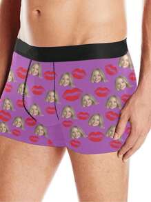 Custom Men Boxer Briefs Personalized Underwear With Photo Picture Customized Girlfriend's Face Boxers,Valentine's Day Gifts ,1pc Dawg Colorful,Cute,Adorable,Contracted,Funny Custom,Unique,Customized,Personalized Underwear Ideal Gifts For Him Boyfriend Bedroom,For Weddings,For Anniversaries,For Birthdays,For Holiday