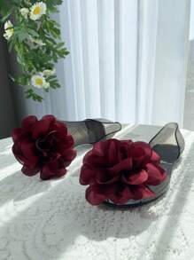 Jelly Flower Sandals For Women, Peep Toe Transparent Plastic Non-Slip Flat Shoes, Fashion Korean Style Casual Shoes, Spring/Summer