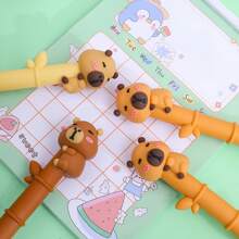 1/3/6pcs Capybara Bamboo Neutral Pens, Cute Gel Pens For Students, High-Quality Stationery Supplies, Suitable As Back To School Small Gifts
