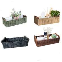 1 Round Paper Rope Storage Basket With Handle, Decorative Storage Box Organizer, Used As A Toilet Paper Basket On Top Of The Bathroom Cistern, Small Basket, Christmas Tree Themed Tray,Shower Organizer,Bathroom Accessories,Tissue Box Holder