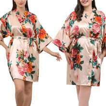 1 pieza Bata de satén estilo floral para boda, fiesta de novia, dama de honor, bata kimono para mujer, despedida de soltera, Día de la Madre, regalo de regreso a la escuela