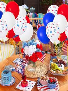 20 Red White Blue Balloons - 4th Of July Decorations Independence Day Patriotic Anniversary Balloons For Birthday Party Balloon Decorations 12 Inch