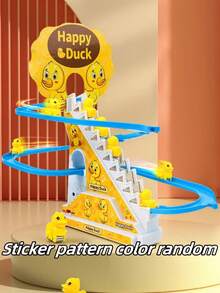 Set de 6 piezas Patito lindo Pista eléctrica automática deslizante, se puede usar para escaleras, con música y luces, requiere autoensamblaje, pegatinas de juguete de plástico/decoración del hogar, los colores, el texto, los patrones y las formas son aleatorios - Multicolor - Ver 5