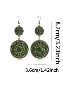 TopHanqi Conjunto de 6 pares de brincos vintage femininos, brincos circulares geométricos com gotas de óleo e cores boêmias, vários estilos e designs, adequados para o dia a dia, viagens, festas, todas as estações