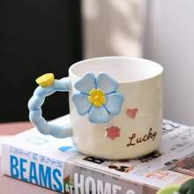 Sanrio 2 piezas Taza de cerámica con relieve en forma de girasol, taza de agua creativa para el hogar